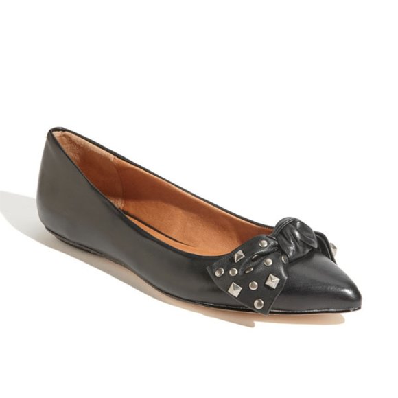 Corso Como Shoes - CORSO COMO 'Attitude' Black Studded Bow Pointed Toe Leather Ballet Flats NWOT